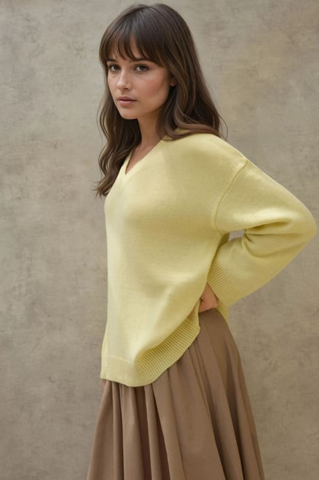 Dicker Strick V-Ausschnitt Pullover - Image 3