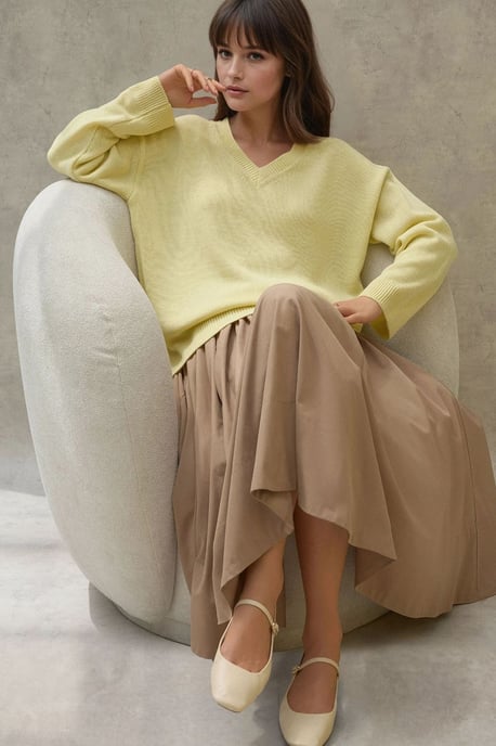Dicker Strick V-Ausschnitt Pullover - Image 5