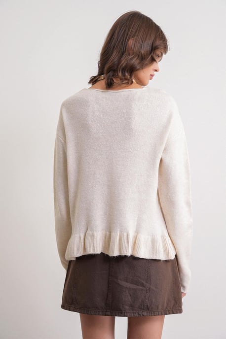Leichtes V-Ausschnitt-Stricktop mit Knopfdetail - Image 6