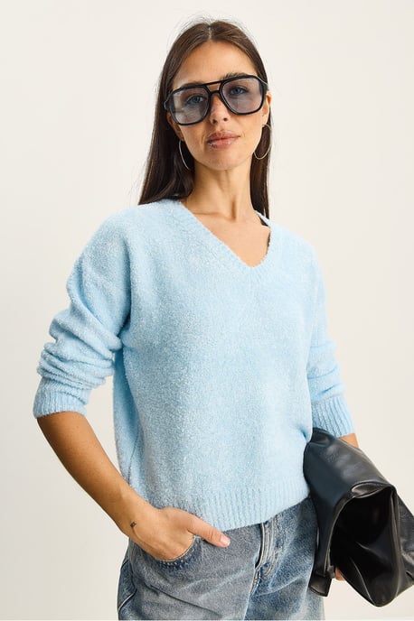 V-Ausschnitt Strukturstrickpullover - Image 2