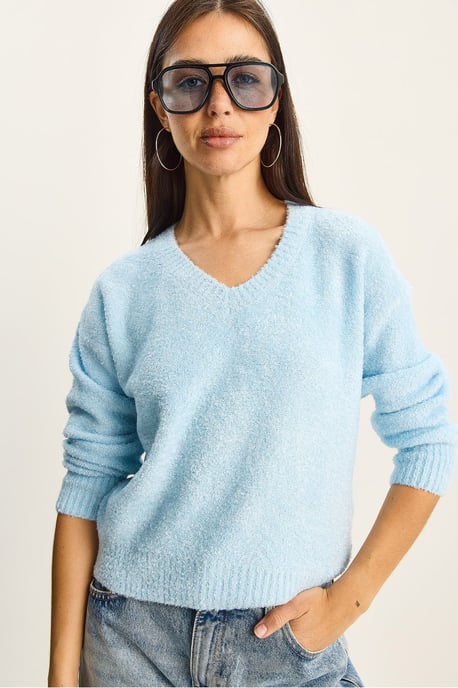 V-Ausschnitt Strukturstrickpullover - Image 4