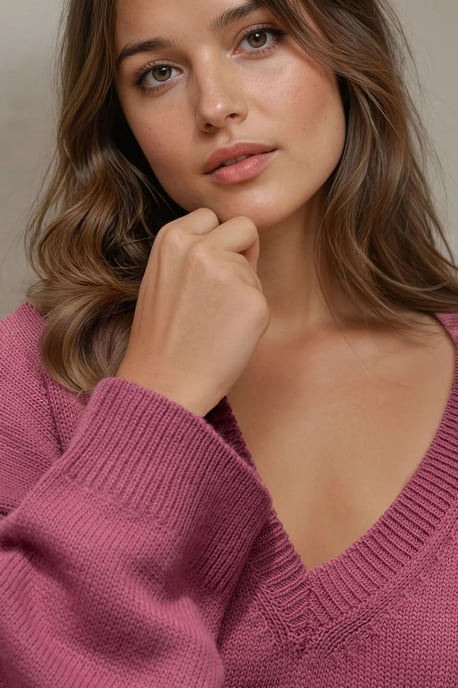 Dicker Strick-V-Ausschnitt-Pullover - Image 2
