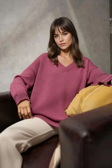 Dicker Strick-V-Ausschnitt-Pullover - Image 4