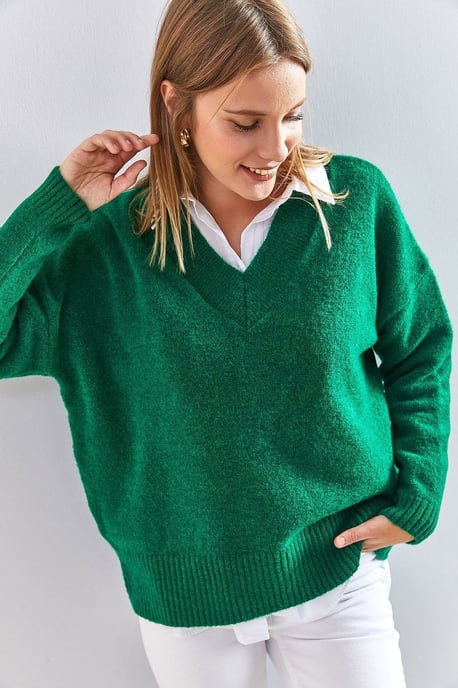 V-Ausschnitt Langarmpullover - Image 2