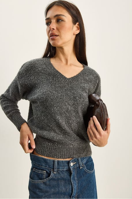 V-Ausschnitt Strukturstrickpullover - Image 2