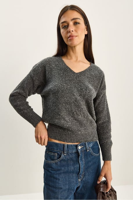 V-Ausschnitt Strukturstrickpullover - Image 4