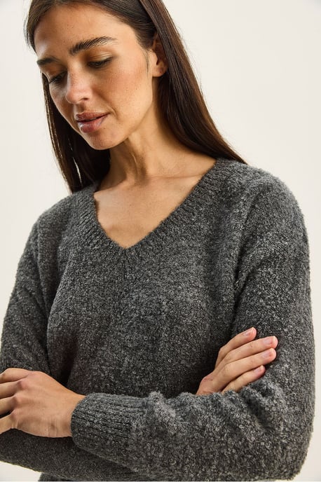 V-Ausschnitt Strukturstrickpullover - Image 6