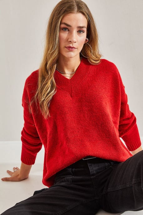 V-Ausschnitt Langarmpullover - Image 3