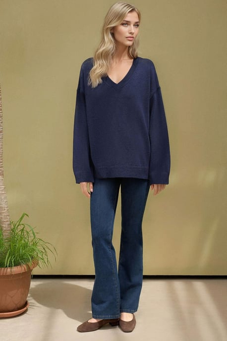 Dicker Strick-V-Ausschnitt-Pullover - Image 4