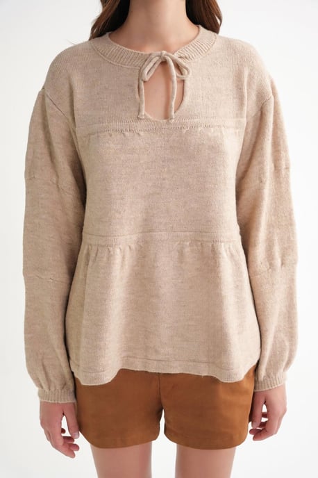 Locker gestrickter Pullover mit Bindeband - Image 5