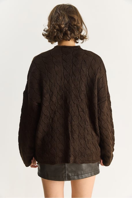 Lässiger V-Ausschnitt Pullover mit strukturiertem Strick - Image 6