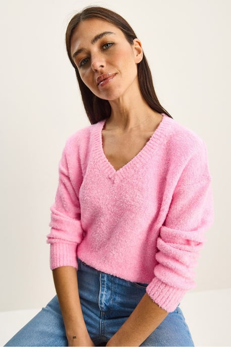 V-Ausschnitt Strukturstrickpullover - Image 2