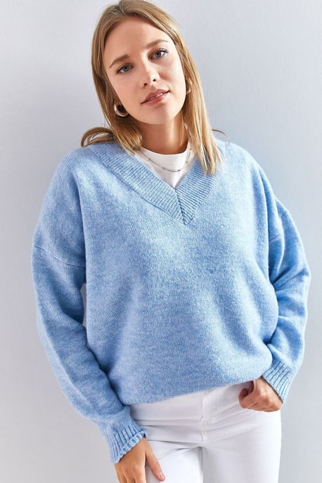 V-Ausschnitt Langarmpullover - Image 2