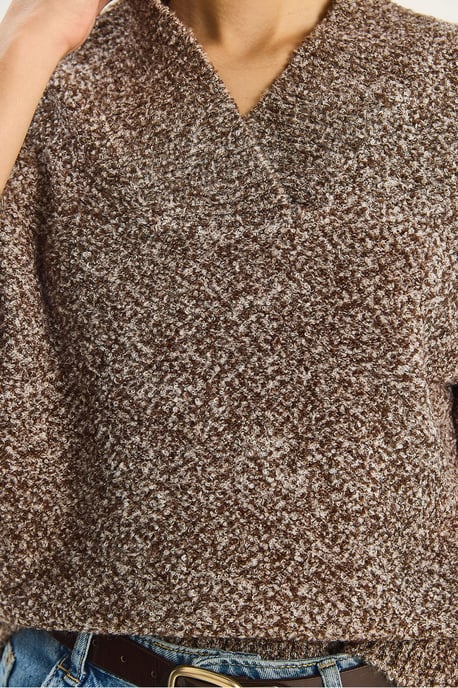 V-Ausschnitt Langarm Strickpullover - Image 6