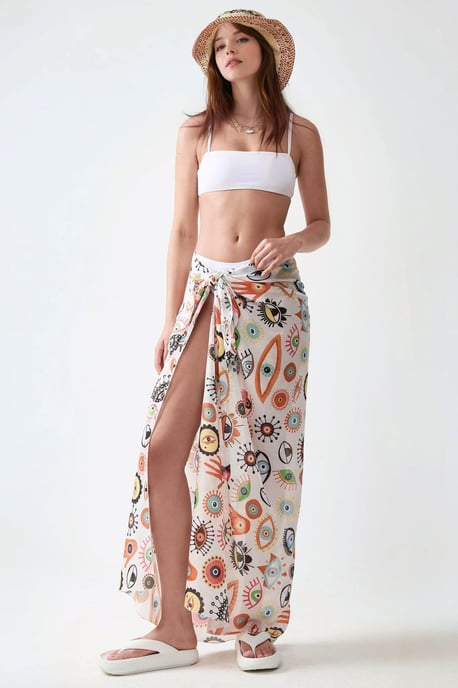 Langes bedrucktes Strandcover-up - Image 1