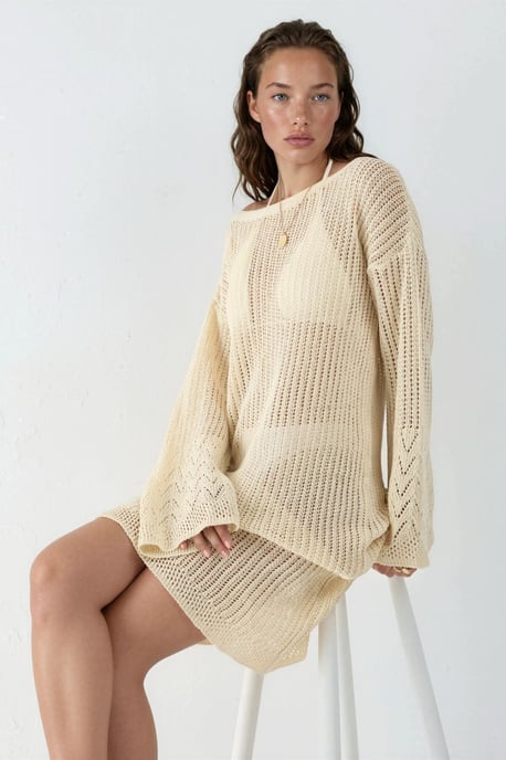 100% Baumwolle Midi Strickstrandkleid - Image 4