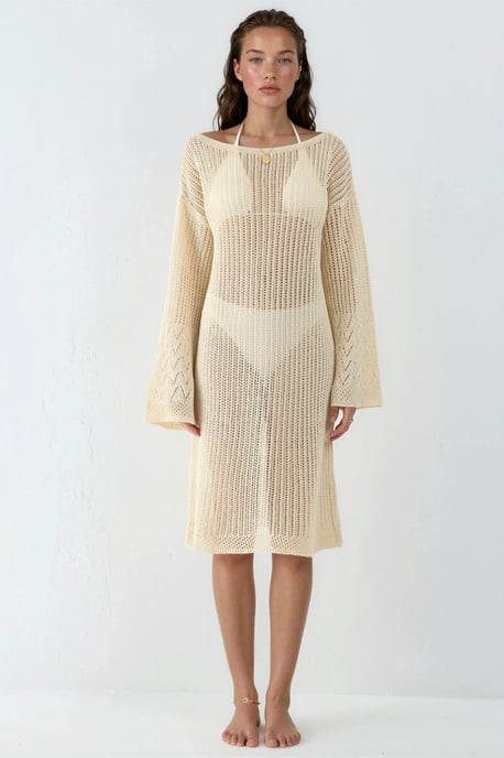 100% Baumwolle Midi Strickstrandkleid - Image 6
