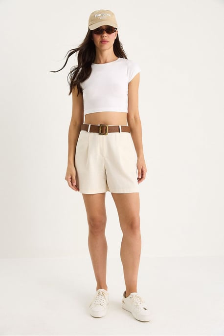 Leinenmix Relaxed Fit Weite Beinsch Shorts mit Taschen - Image 2