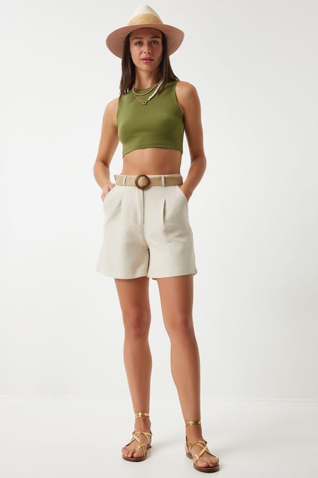 Hochtaillierte Weite Baumwollshorts - Image 3