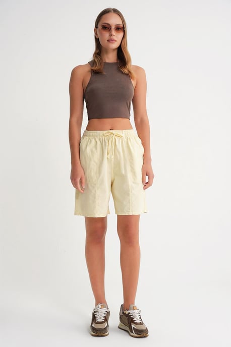 Hohe Taille Baumwoll-Shorts mit Kordelzug - Image 2