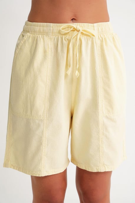 Hohe Taille Baumwoll-Shorts mit Kordelzug - Image 4