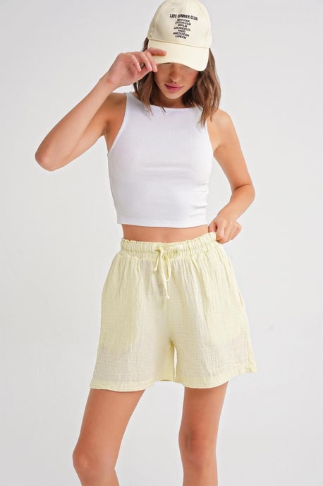 Hochtaillierte Baumwollshorts mit Struktur - Image 3