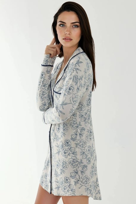 Bedrucktes Mini Hemdkragen Lässiges Lounge Kleid - Image 3