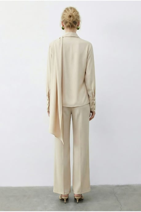 Schal-Muster Bluse und Hochtaillierte Weite Hose Zwei-Teile Set - Image 5