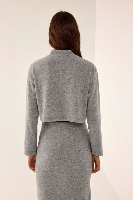 Lockere Passform Halb-Stehkragen Cropped Bluse - Image 4