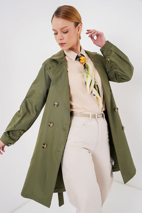 Doppelreihiger Elastischer Trenchcoat - Image 4