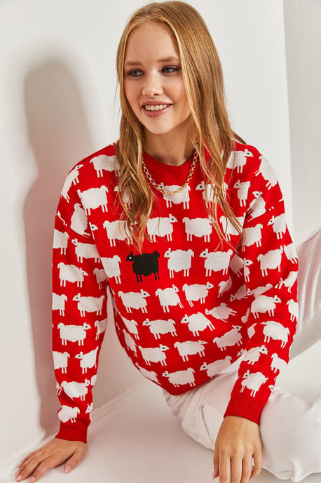 Musterpullover mit dickem Strick und Rundhalsausschnitt - Image 2