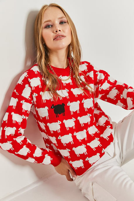 Musterpullover mit dickem Strick und Rundhalsausschnitt - Image 5