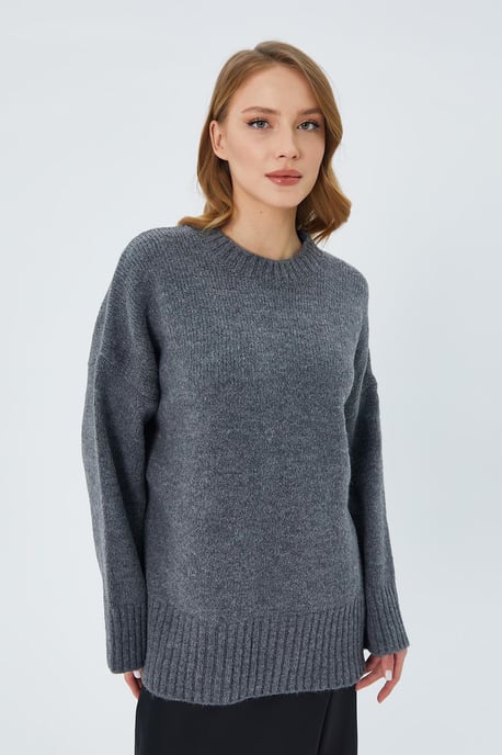 Übergroßer Strukturstrickpullover mit Rundhalsausschnitt - Image 4