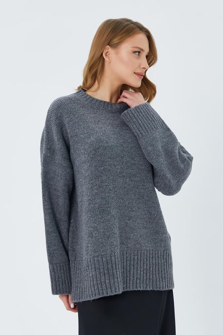 Übergroßer Strukturstrickpullover mit Rundhalsausschnitt - Image 6