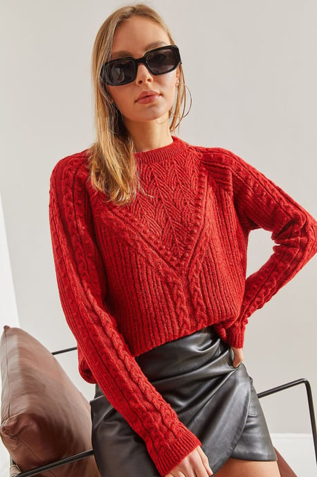 Musterierter dicker Rundhals-Pullover - Image 1