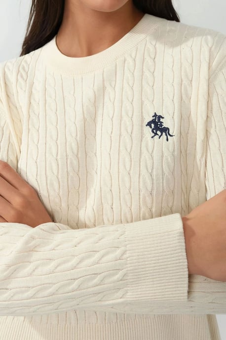 Bestickter Pullover mit Haargflecht-Muster - Image 2