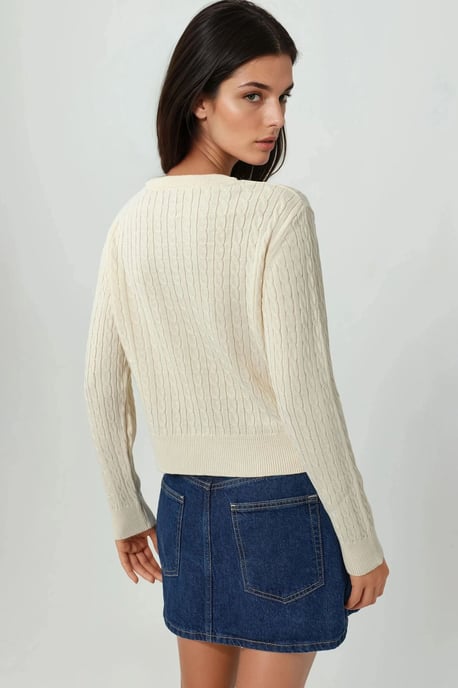 Bestickter Pullover mit Haargflecht-Muster - Image 3