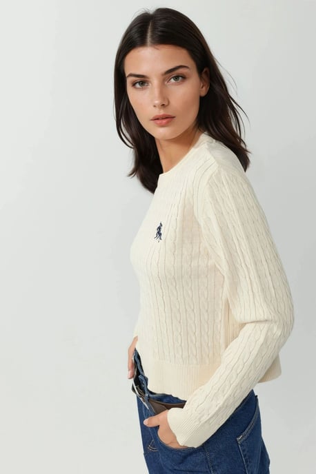 Bestickter Pullover mit Haargflecht-Muster - Image 4