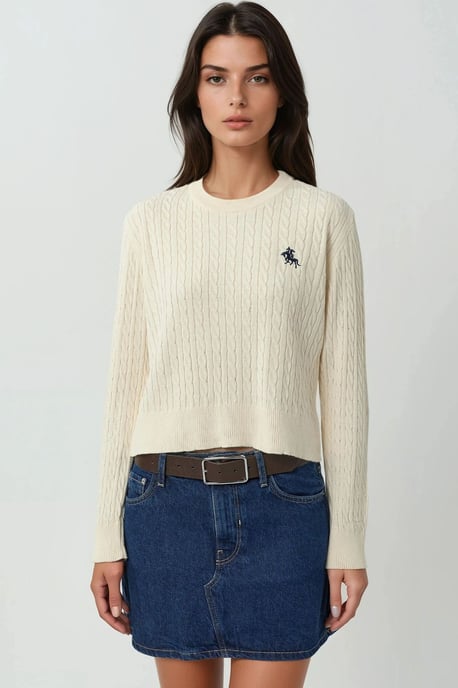 Bestickter Pullover mit Haargflecht-Muster - Image 6