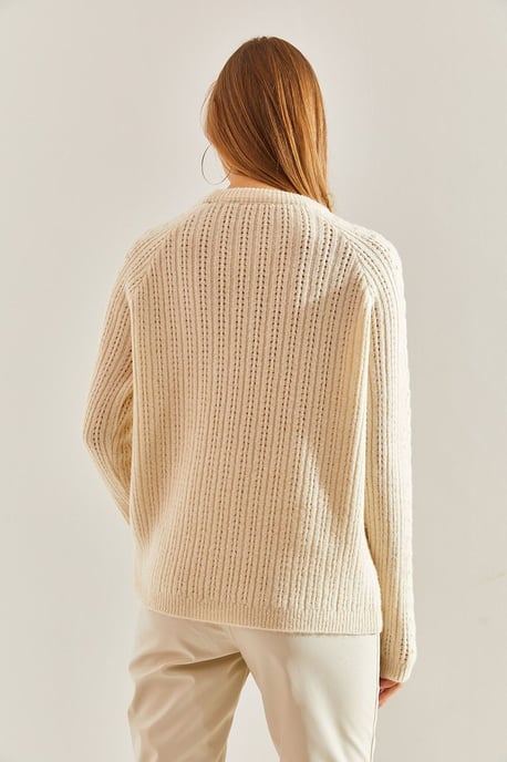 Gemusterter dicker Rundhals-Pullover - Image 3