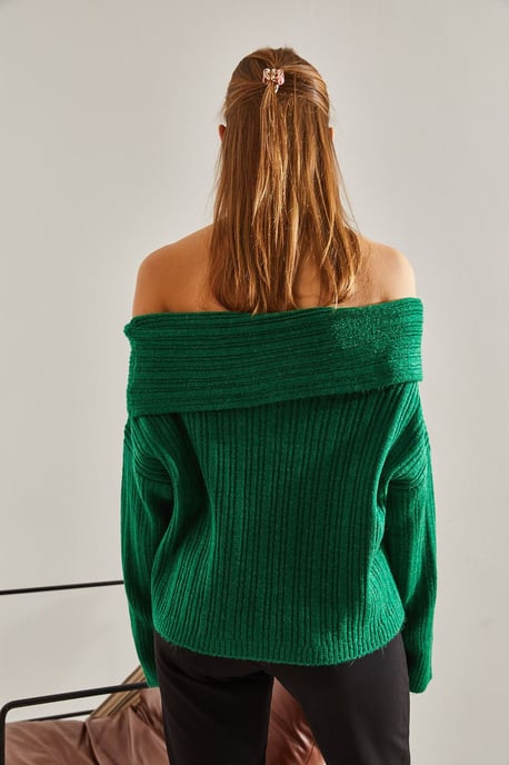 Schulterfreier gerippter Strickpullover - Image 4