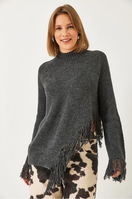 Strukturiertes Fransensweatshirt mit Rundhalsausschnitt - Image 2