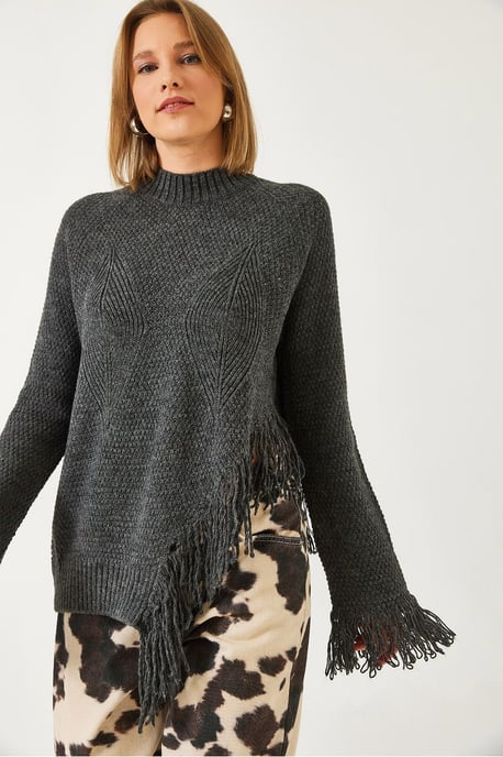 Strukturiertes Fransensweatshirt mit Rundhalsausschnitt - Image 3