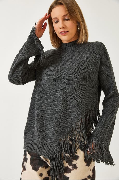 Strukturiertes Fransensweatshirt mit Rundhalsausschnitt - Image 4