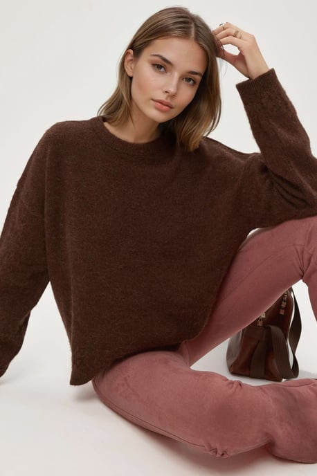 Geflochtener detaillierter strukturierter Rundhalsausschnitt-Pullover - Image 1