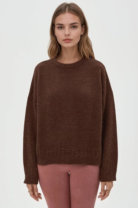 Geflochtener detaillierter strukturierter Rundhalsausschnitt-Pullover - Image 2