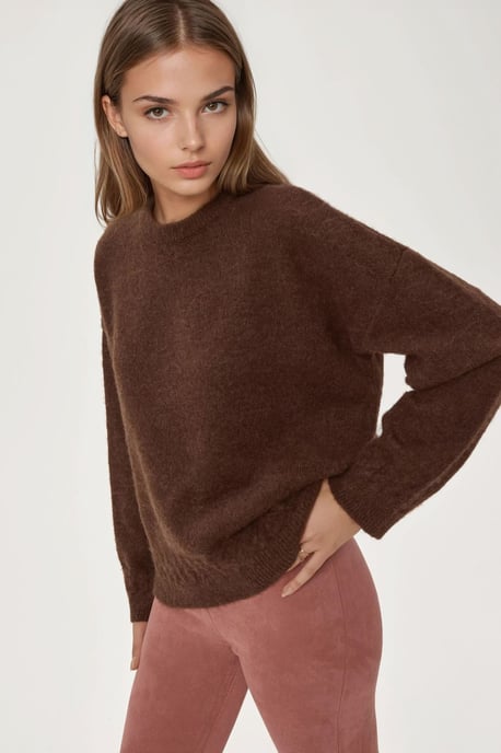 Geflochtener detaillierter strukturierter Rundhalsausschnitt-Pullover - Image 5