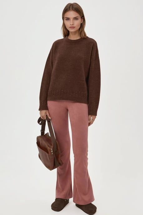 Geflochtener detaillierter strukturierter Rundhalsausschnitt-Pullover - Image 6