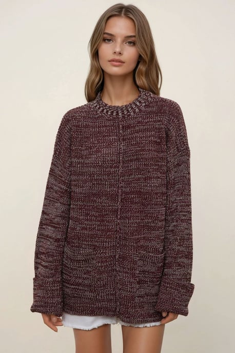 Lässiger Strickpullover mit Struktur und Taschen - Image 1