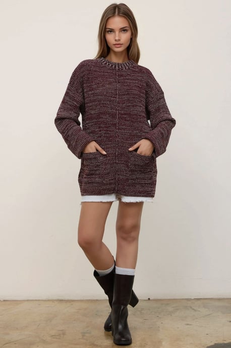 Lässiger Strickpullover mit Struktur und Taschen - Image 2